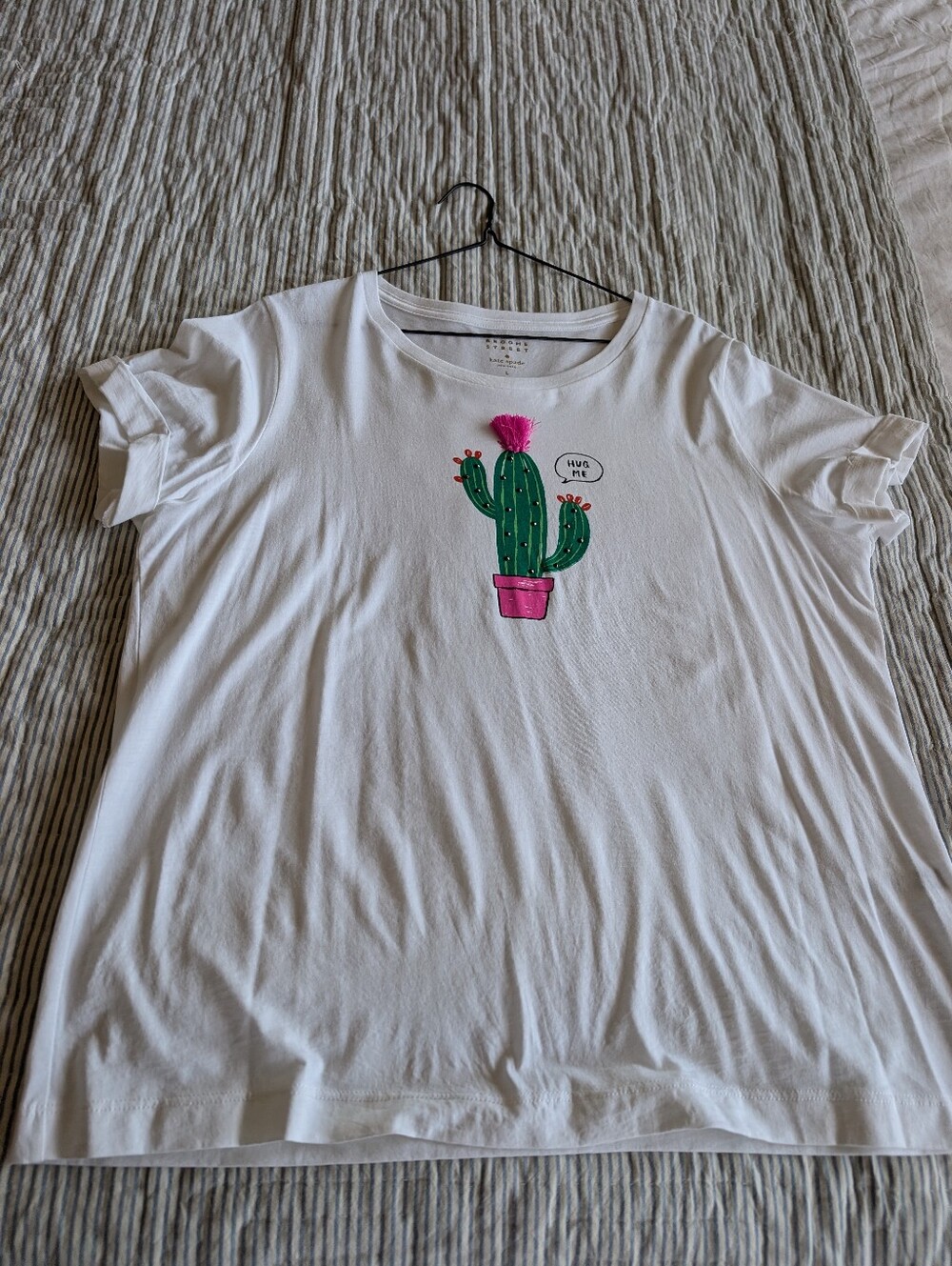 Kate Spade White Tee Shirt With Cactus Print Size Large - Picture 5 of 5
